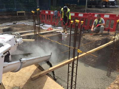 concrete for the foundation being poured